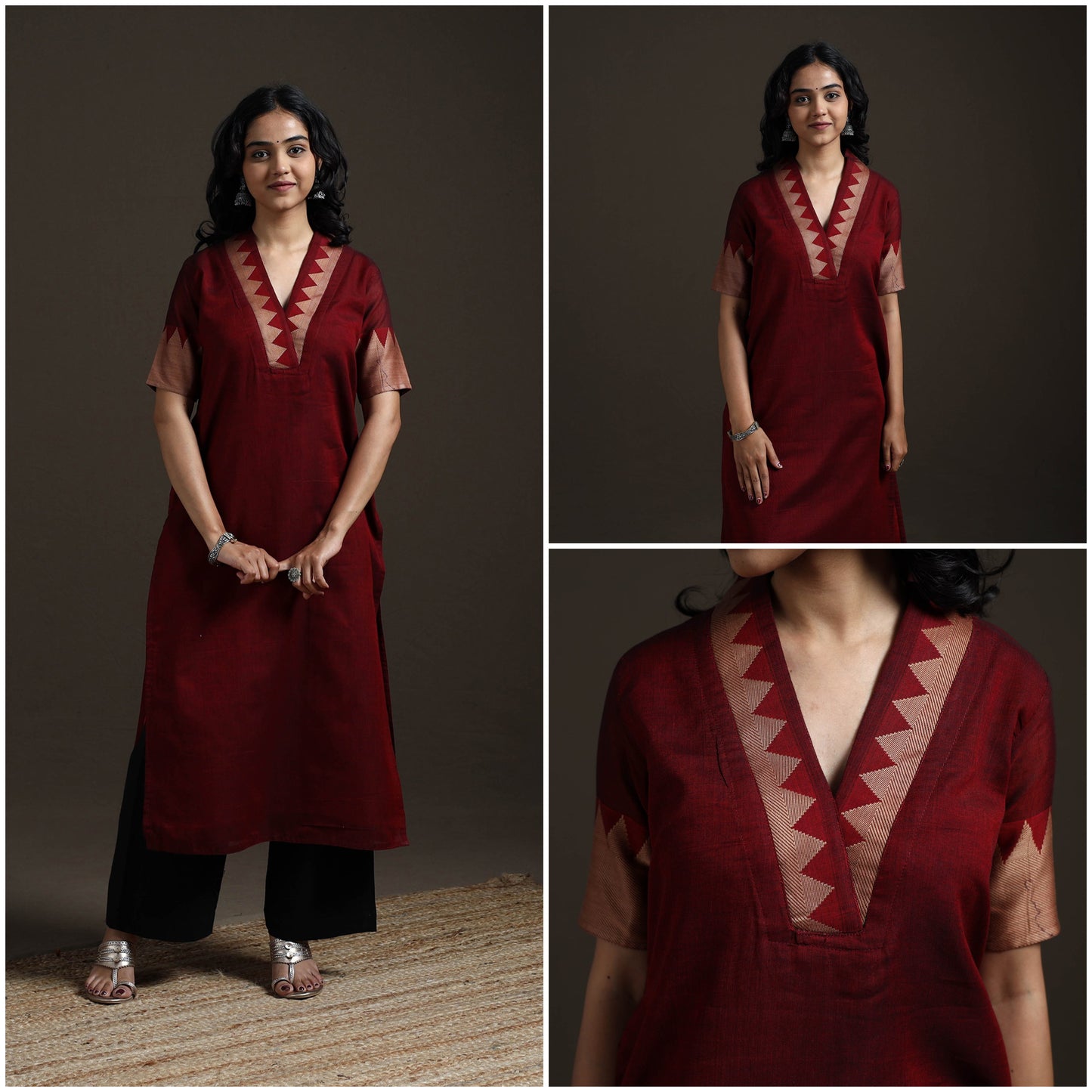 Straight cotton dharwad kurta for women 04 - handcrafted
