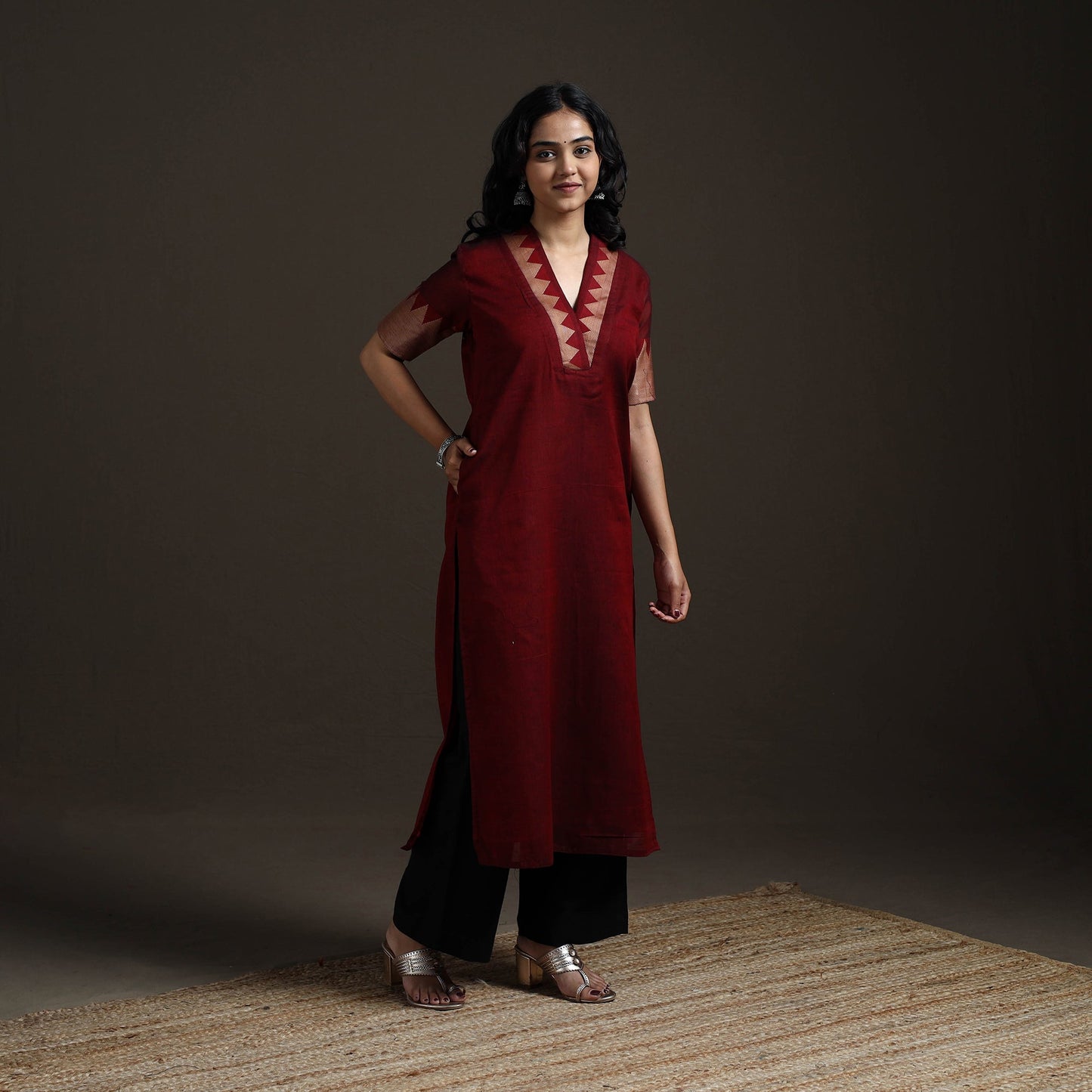 Straight cotton dharwad kurta for women 04 - handcrafted