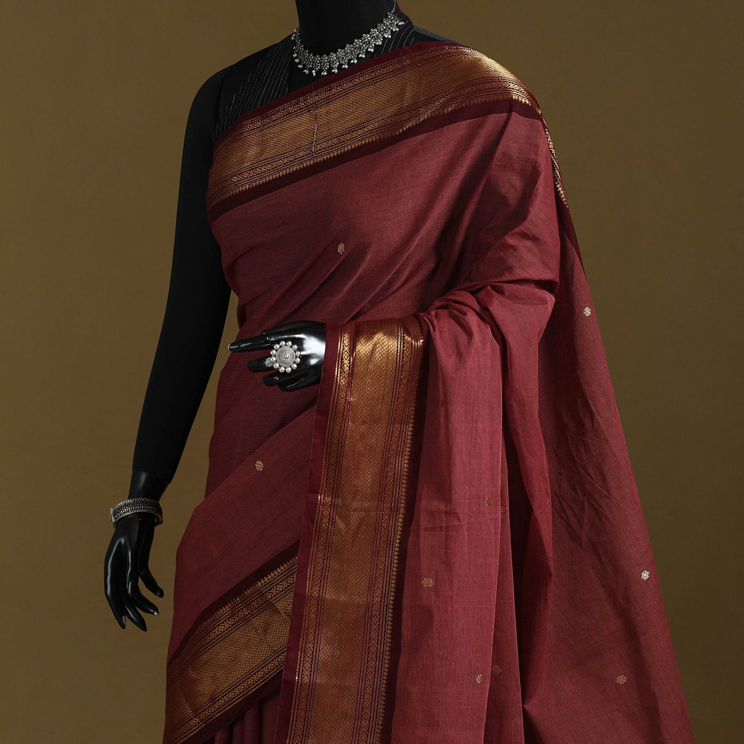 Thread buti cotton kanchipuram saree with border 01