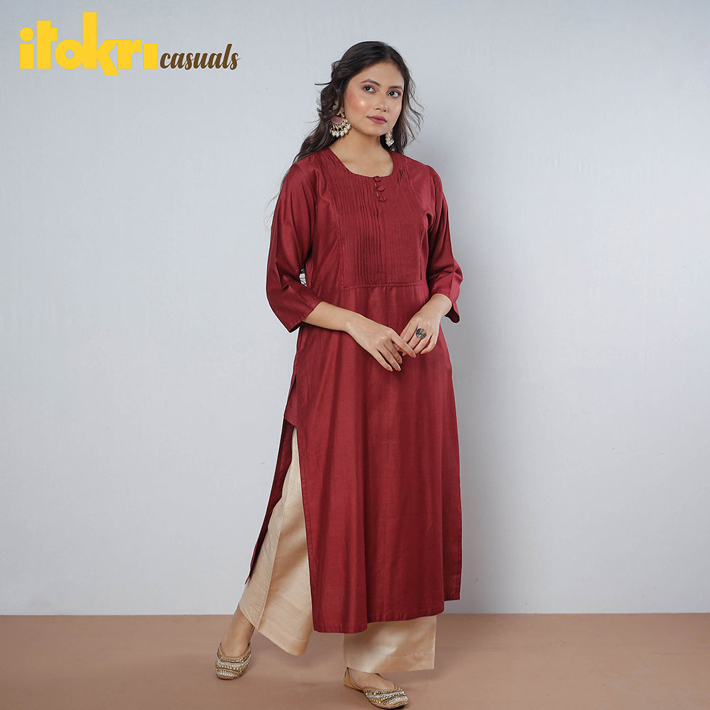 iTokri Casuals - Tussar Silk Long Kurta for Women