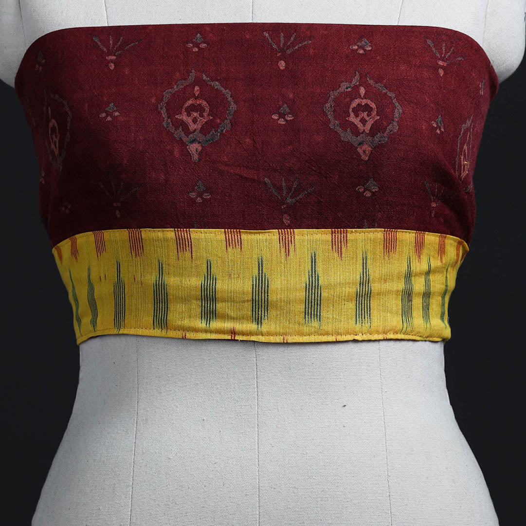 Buy Maroon Block Print Woollen Bagh Blouse Piece