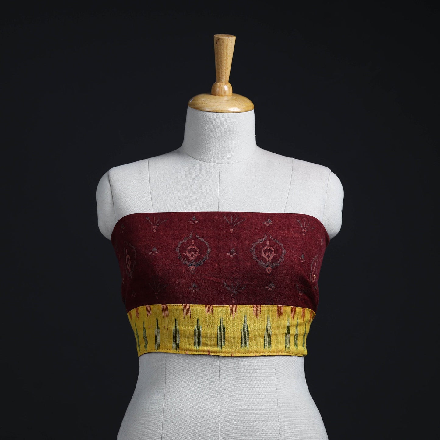 Buy Maroon Block Print Woollen Bagh Blouse Piece