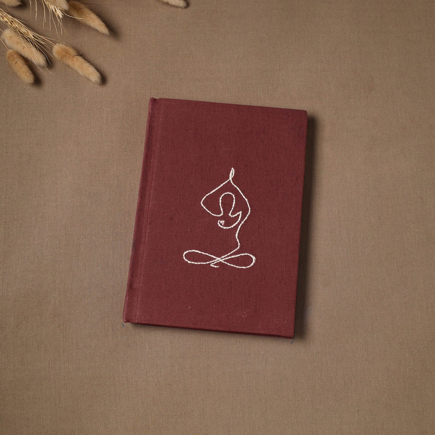 Yoga hand embroidered fabric cover handmade paper journal