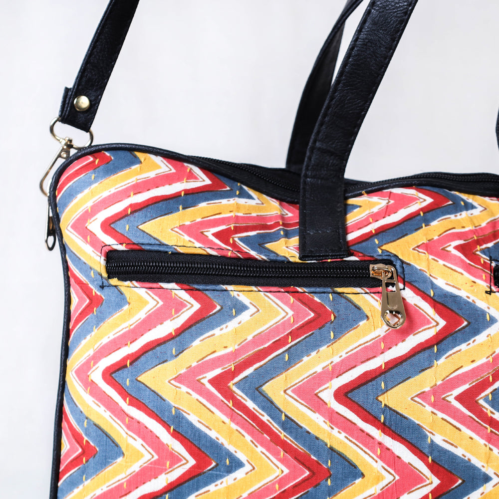 Marudhara Hand Block Printed Kantha Work Laptop Bag