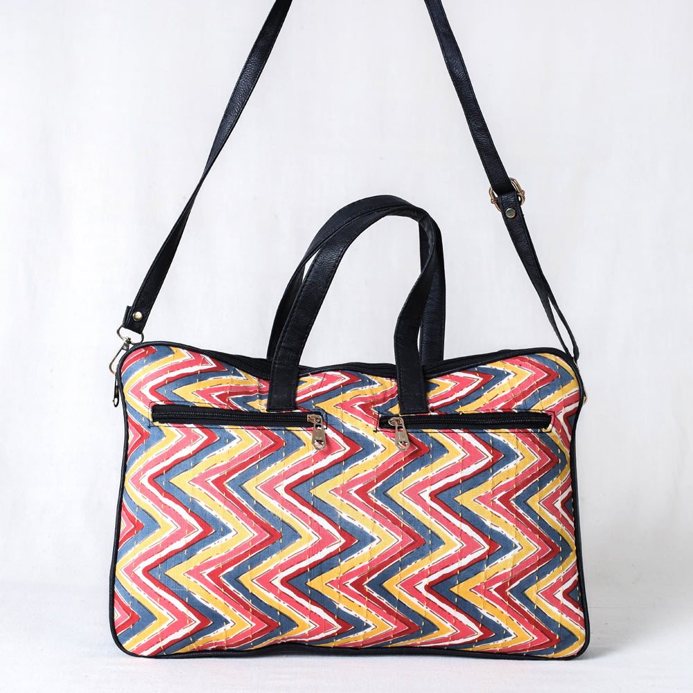 Marudhara Hand Block Printed Kantha Work Laptop Bag