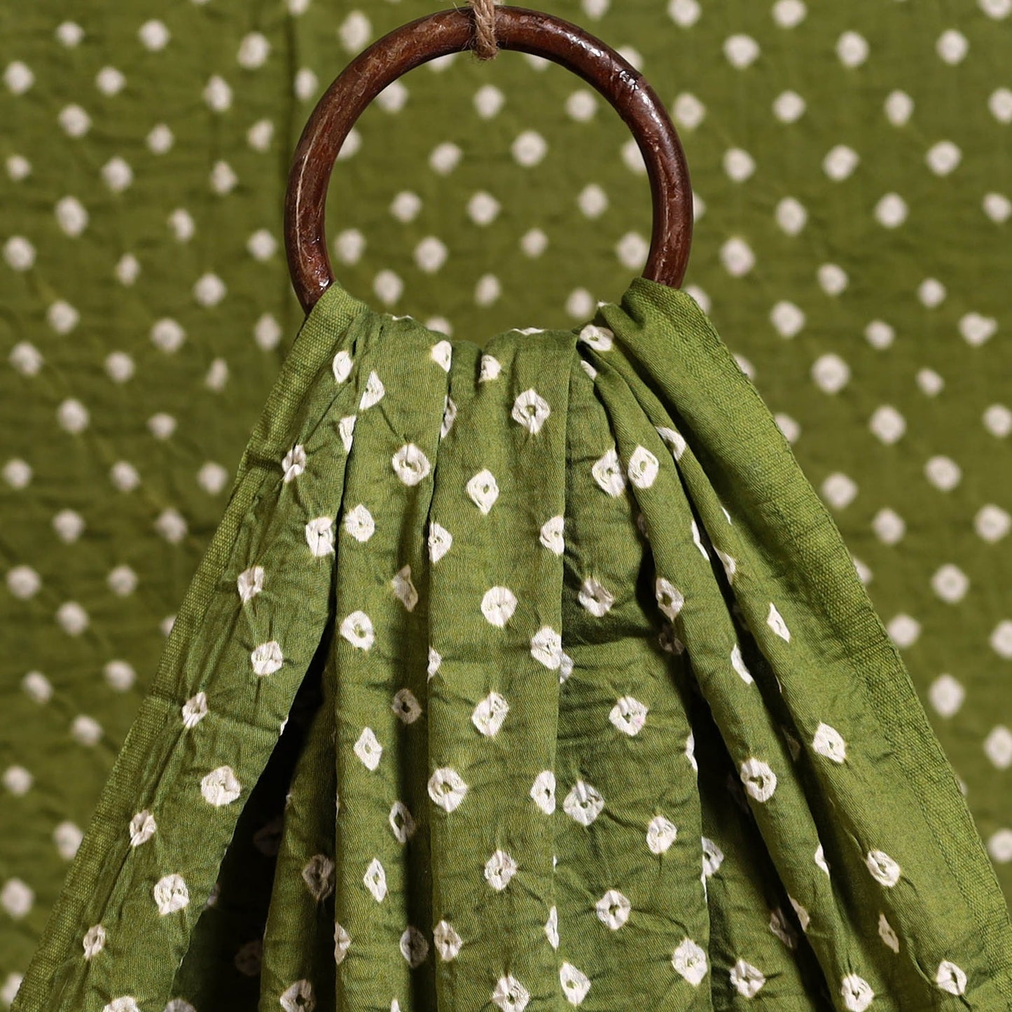 Green Kutch Tie-Dye Mul Cotton Bandhani Fabric