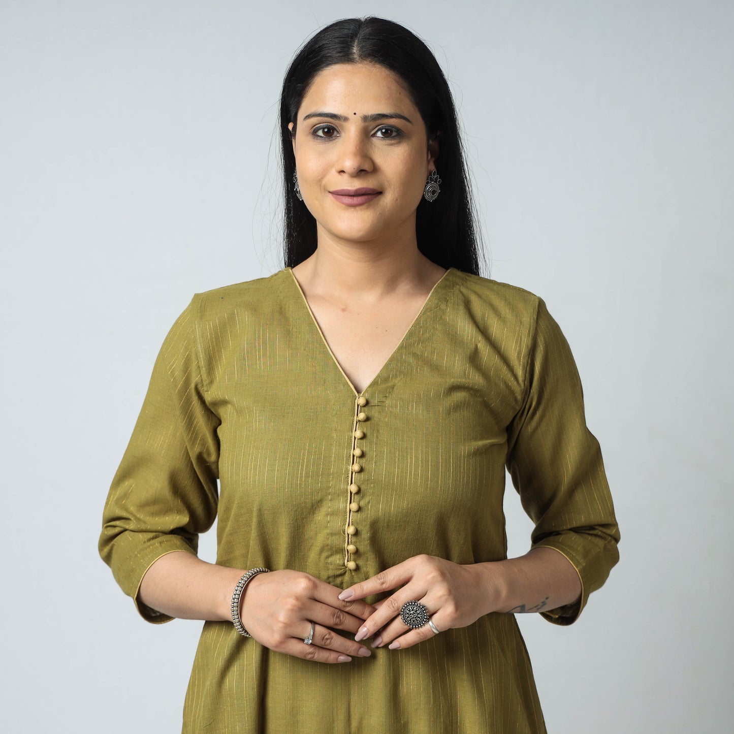 Jacquard Cotton A-Line Kurta for Women