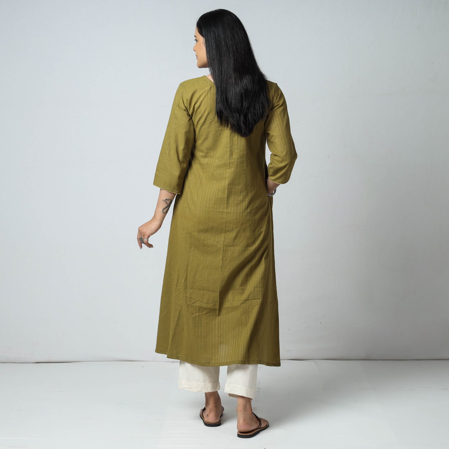 Jacquard Cotton A-Line Kurta for Women