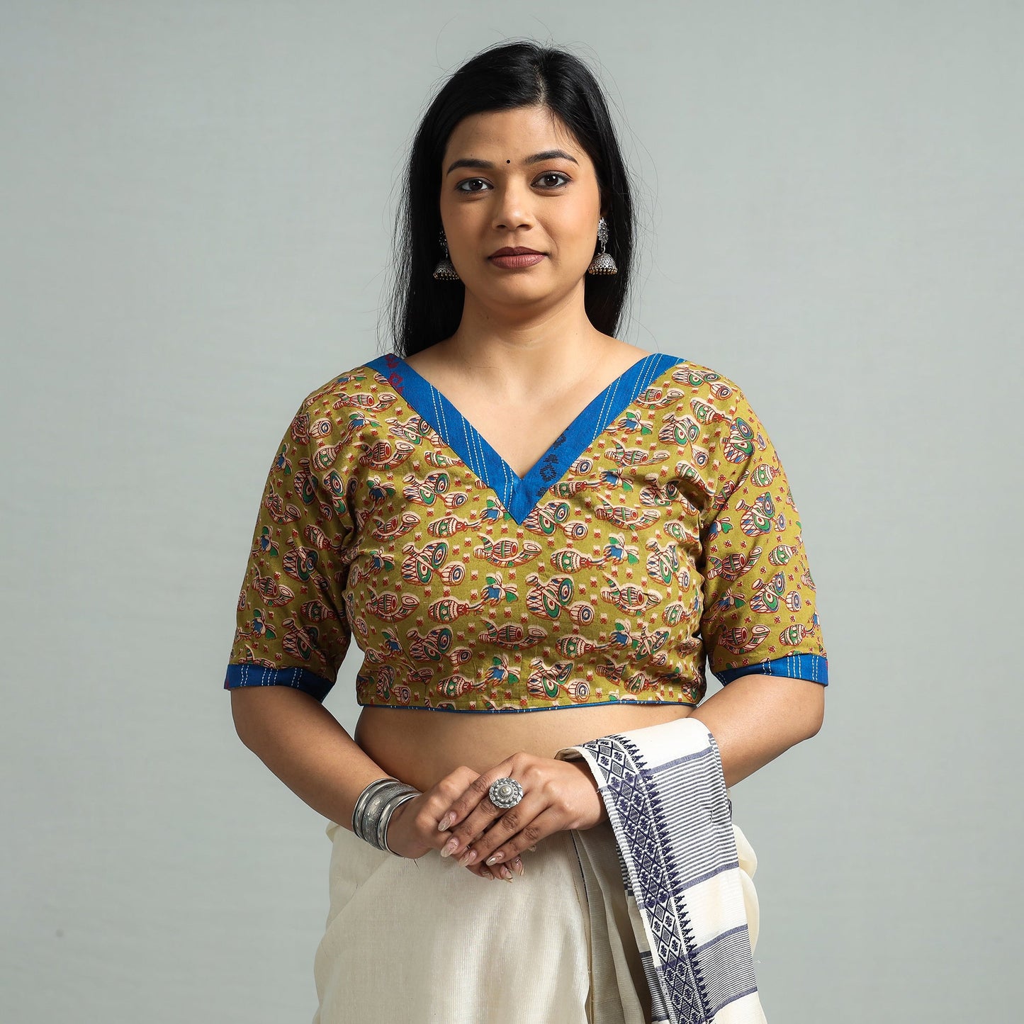 Buy Kalamkari Printed Cotton Stitched Blouse