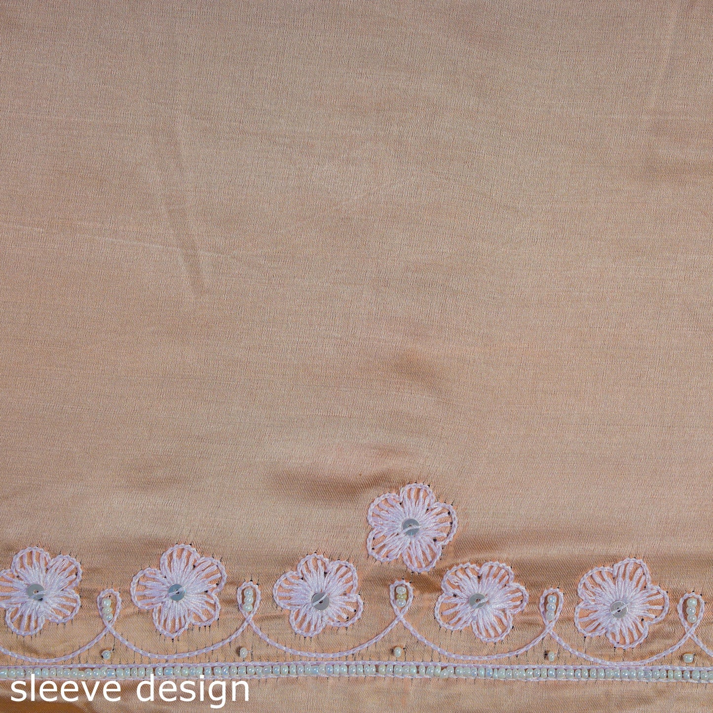 Melon Peach Hand Embroidery Modal Silk Kurta Material