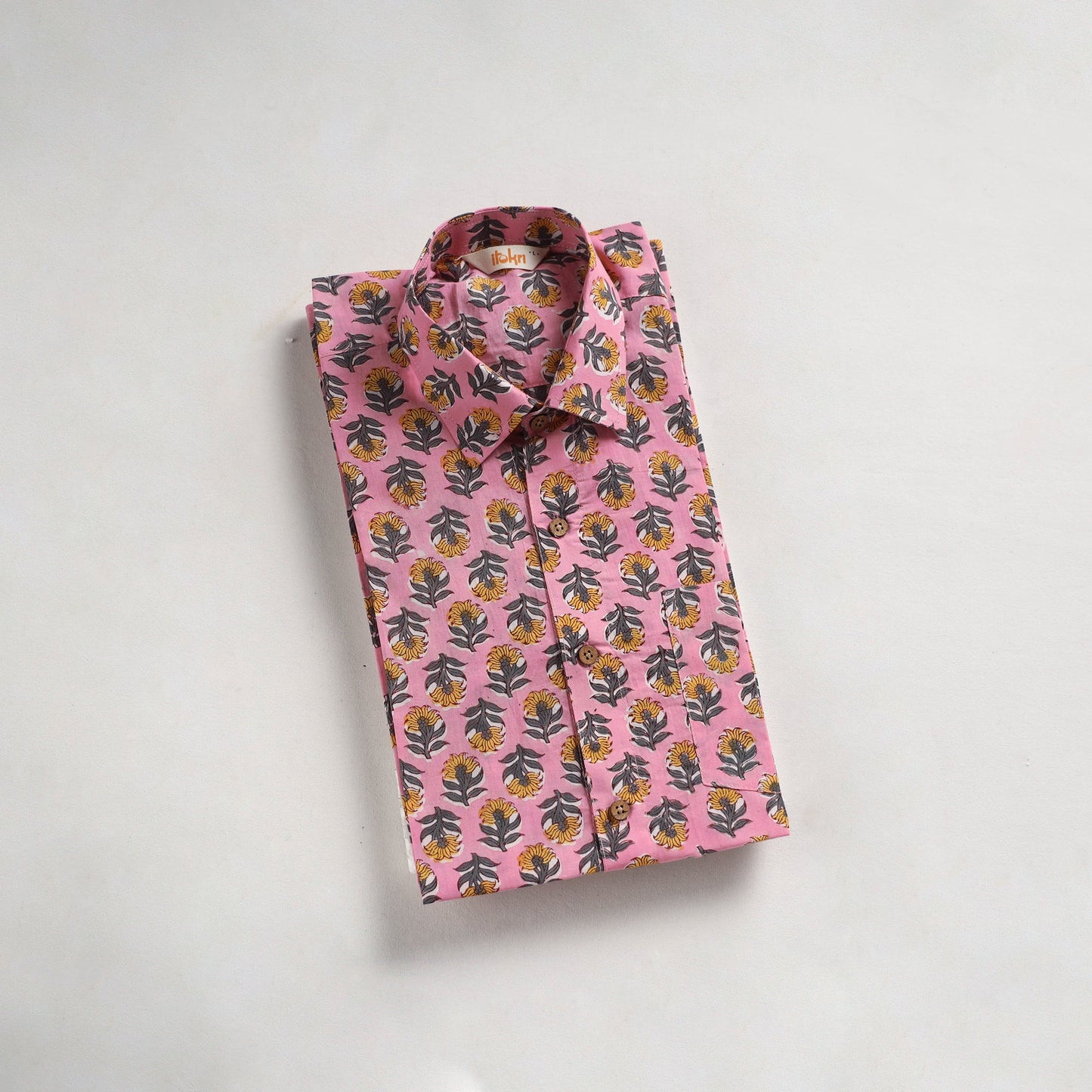 Men cotton sanganeri hand block print half sleeve shirt 01