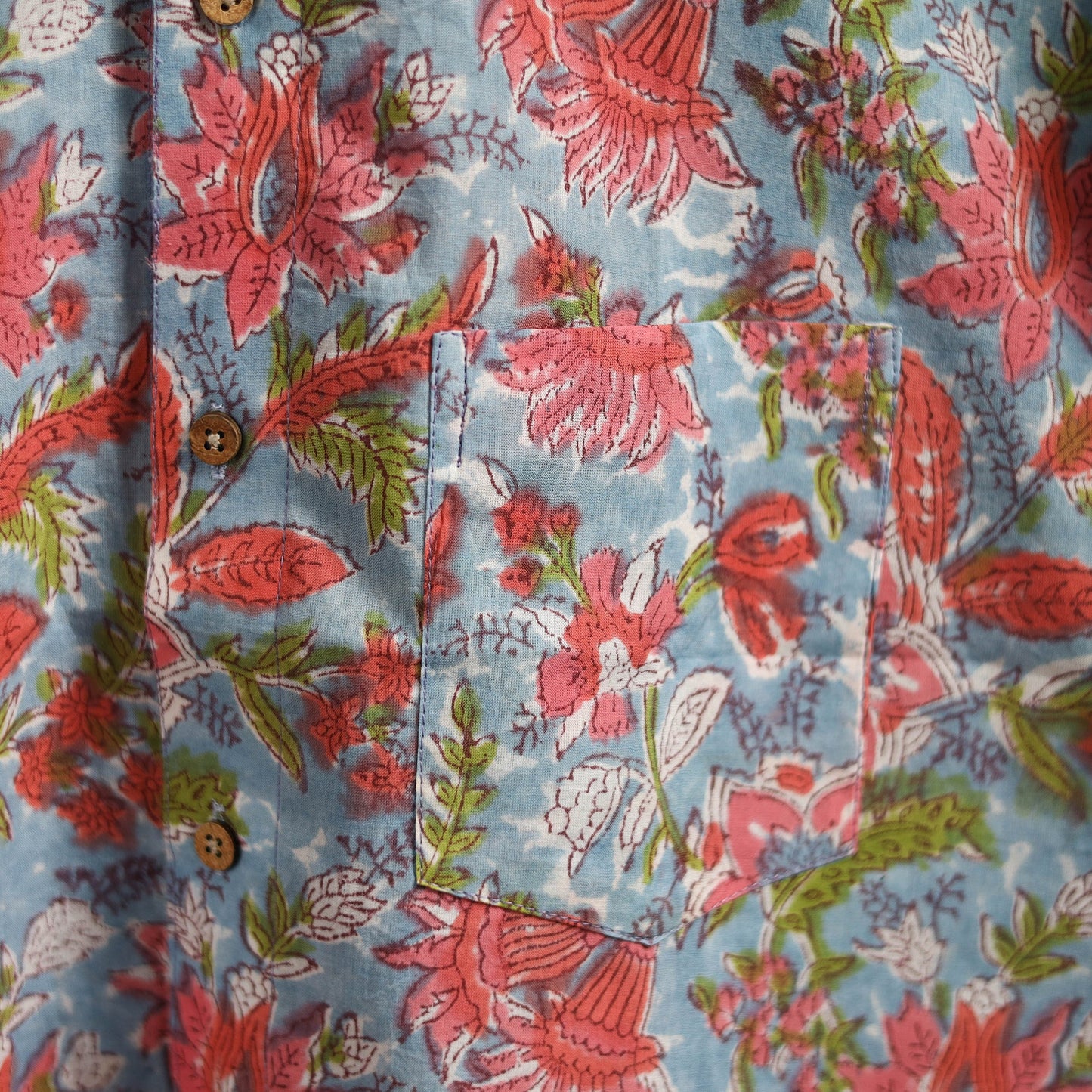 Men cotton sanganeri hand block print half sleeve shirt 02