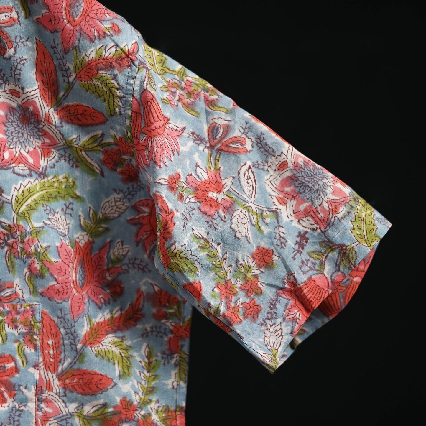 Men cotton sanganeri hand block print half sleeve shirt 02