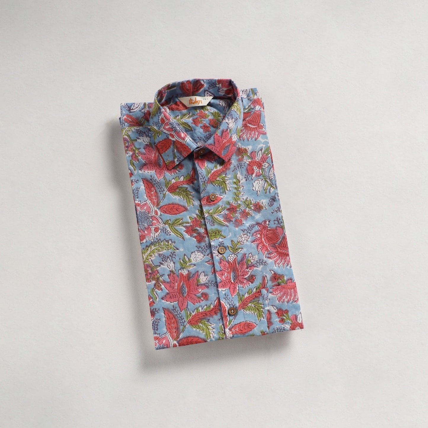 Men cotton sanganeri hand block print half sleeve shirt 02