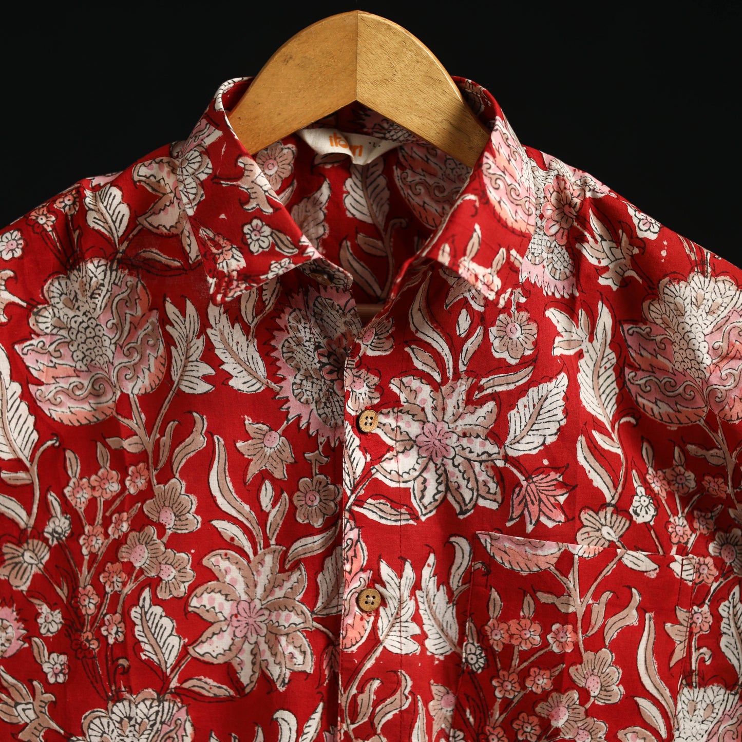 Men cotton sanganeri hand block print half sleeve shirt 03