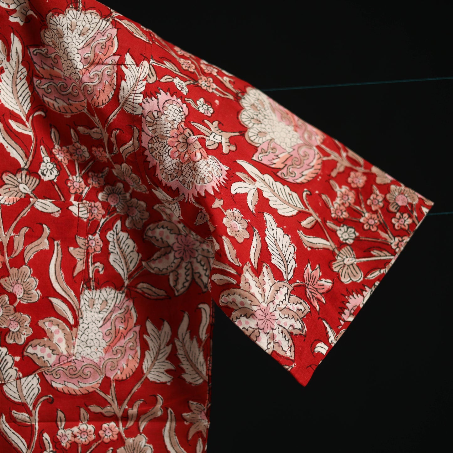 Men cotton sanganeri hand block print half sleeve shirt 03