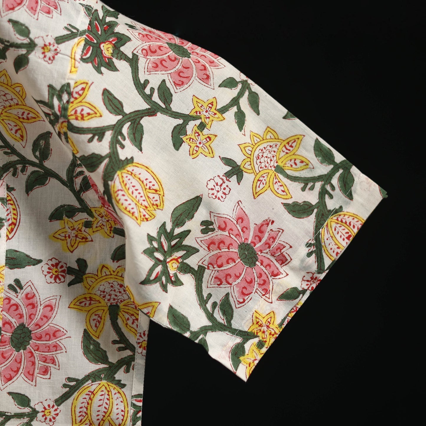 Men cotton sanganeri hand block print half sleeve shirt 04