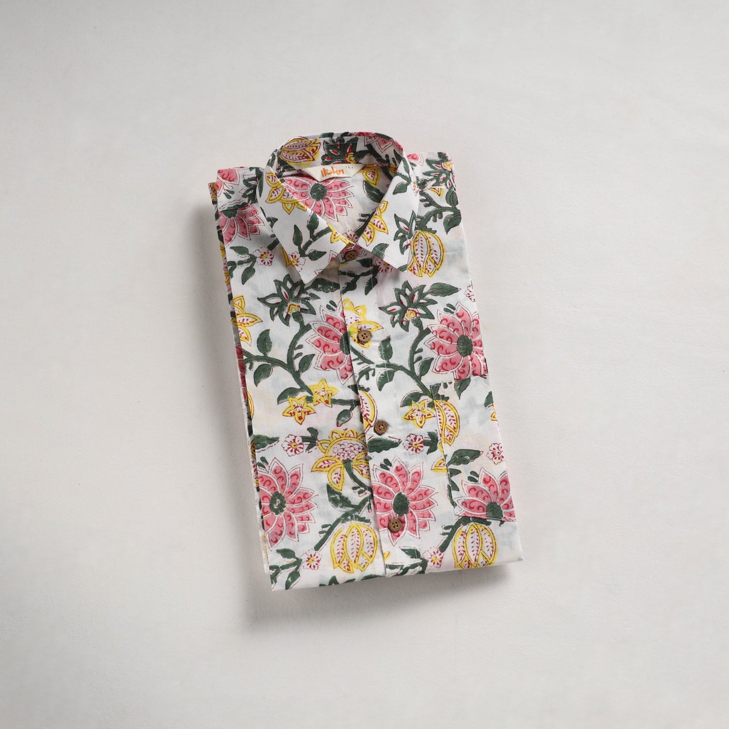 Men cotton sanganeri hand block print half sleeve shirt 04
