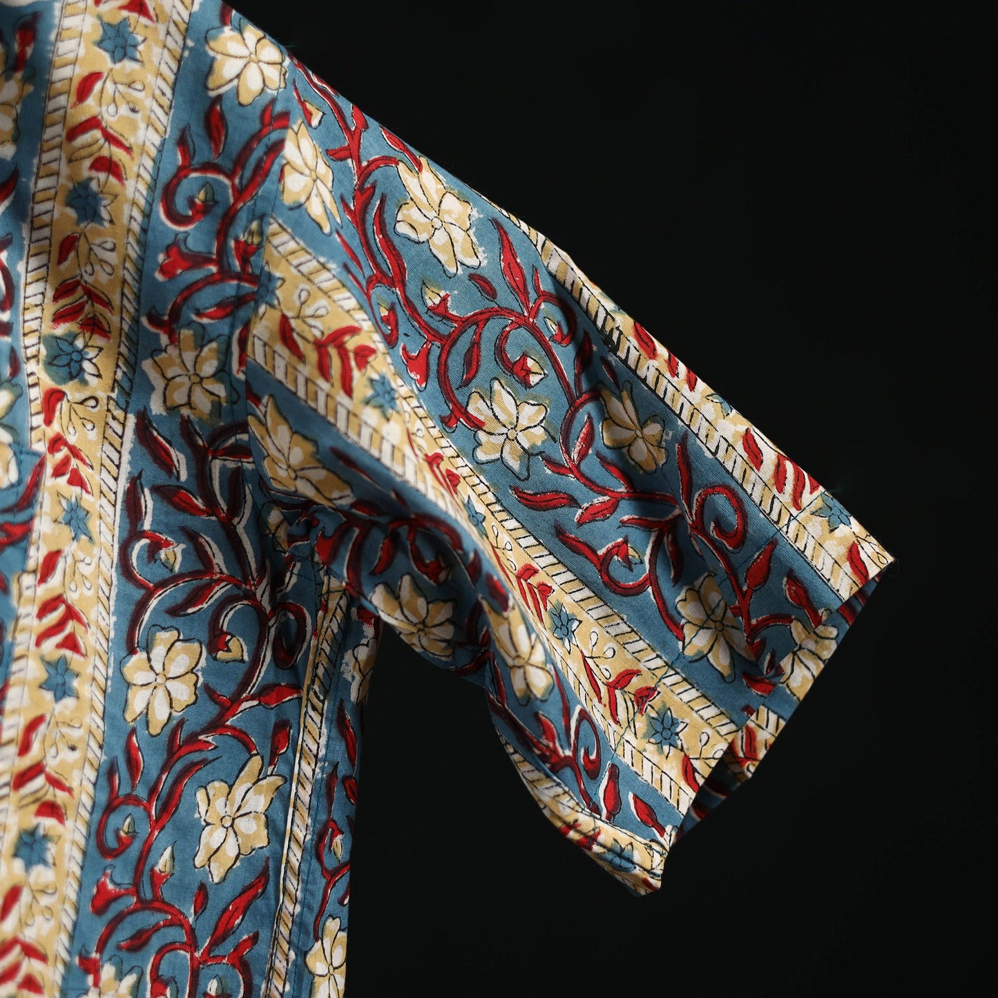 Men cotton sanganeri hand block print half sleeve shirt 05