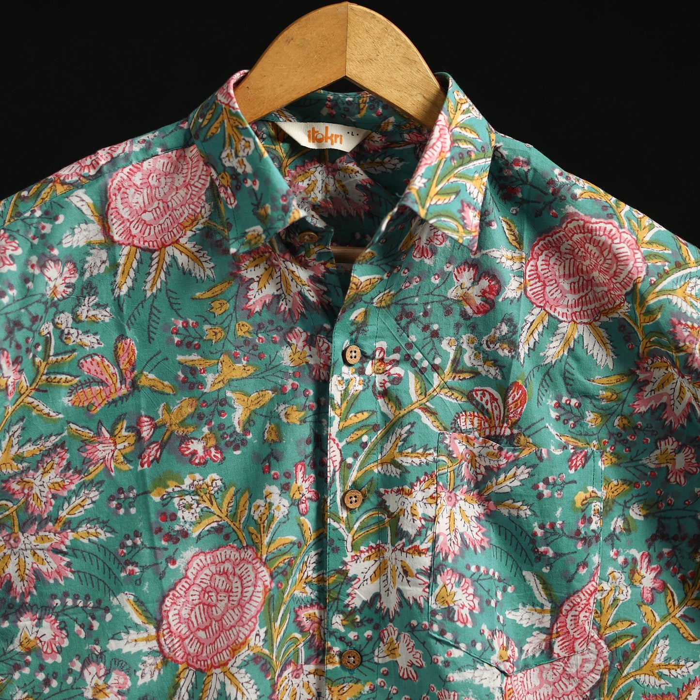 Men cotton sanganeri hand block print half sleeve shirt 06