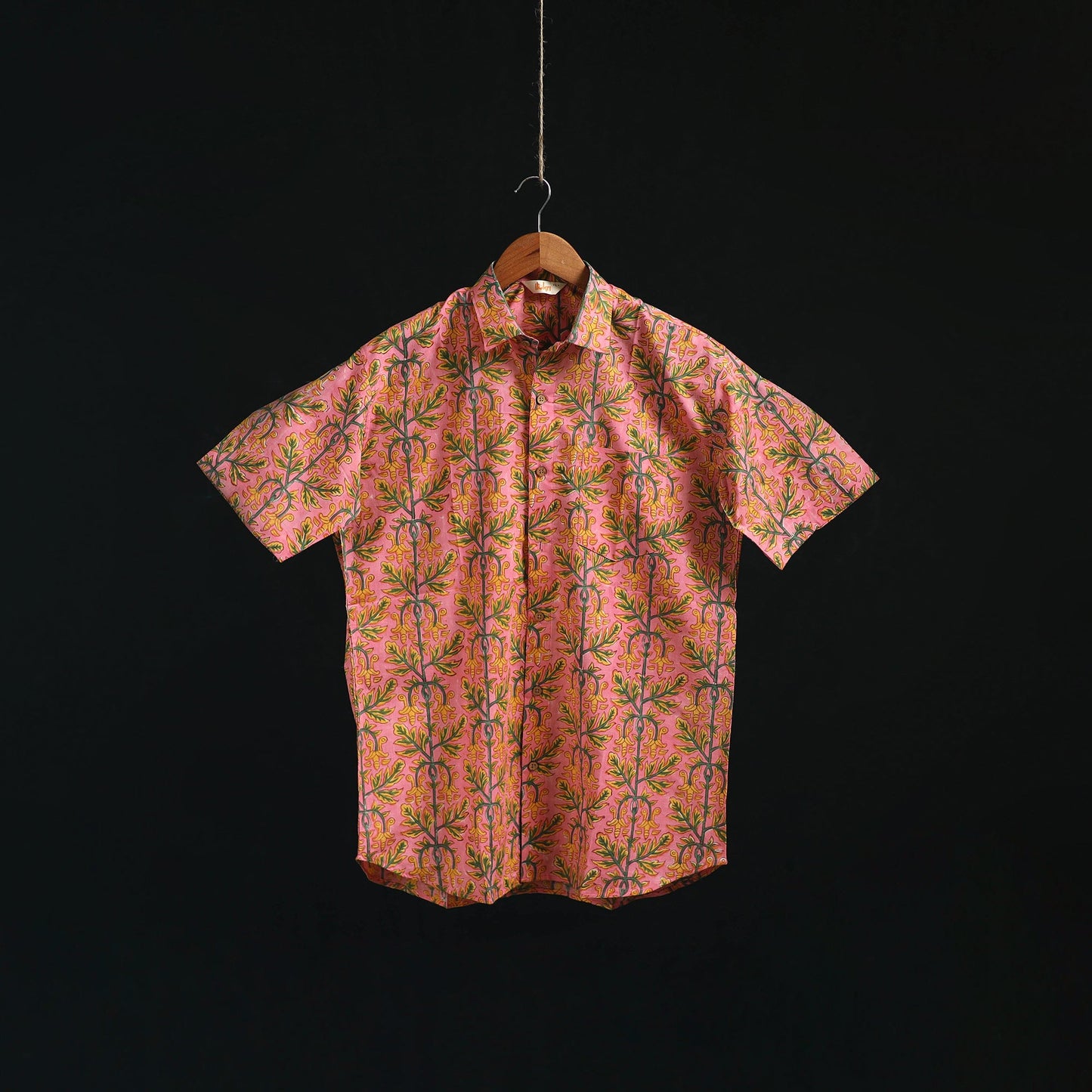 Men cotton sanganeri hand block print half sleeve shirt 07