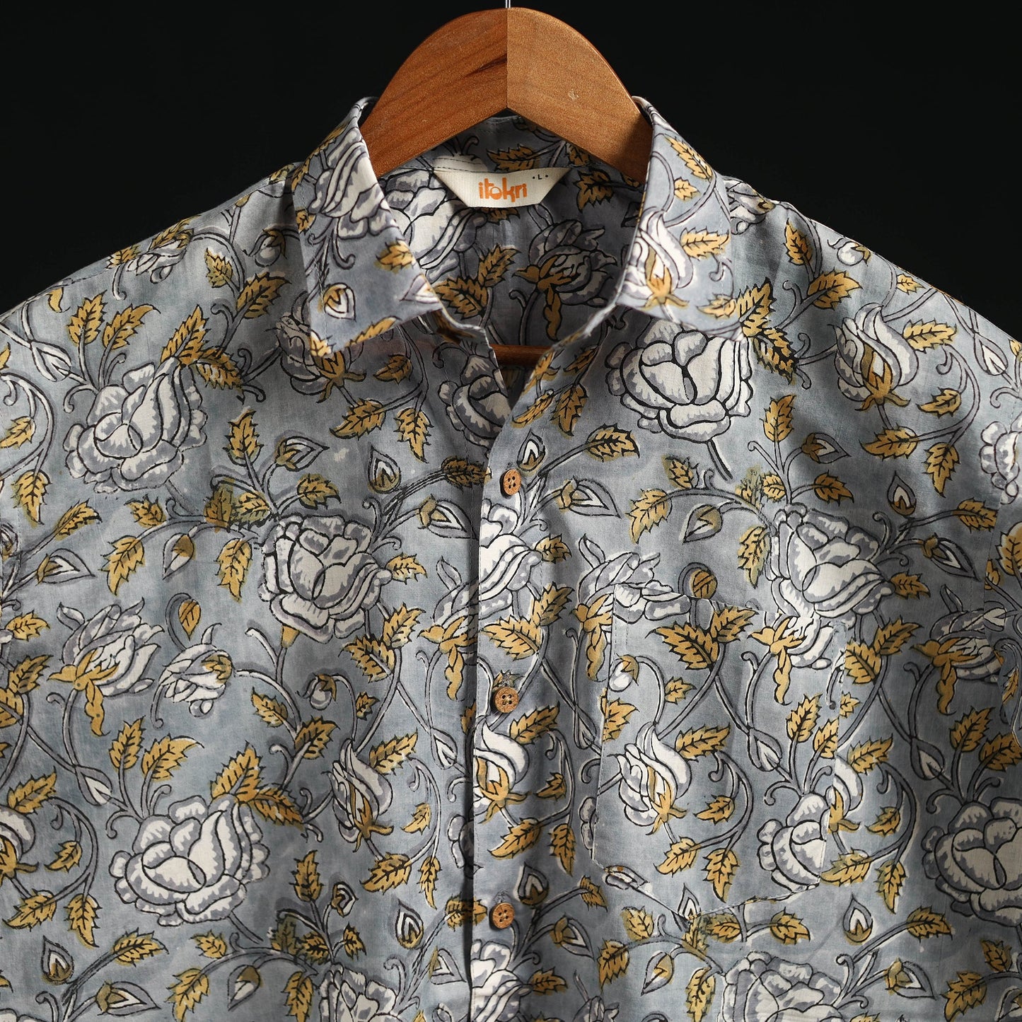 Men cotton sanganeri hand block print half sleeve shirt 08