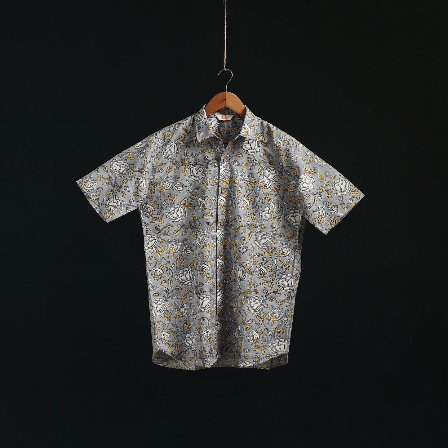 Men cotton sanganeri hand block print half sleeve shirt 08