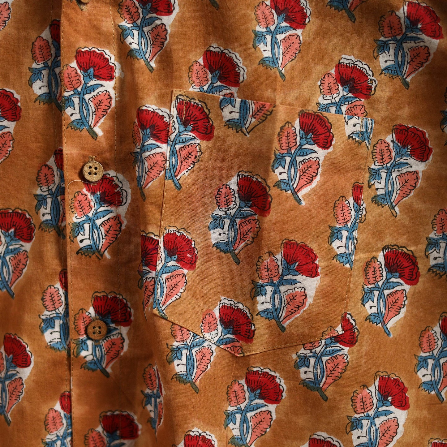Men cotton sanganeri hand block print half sleeve shirt 09