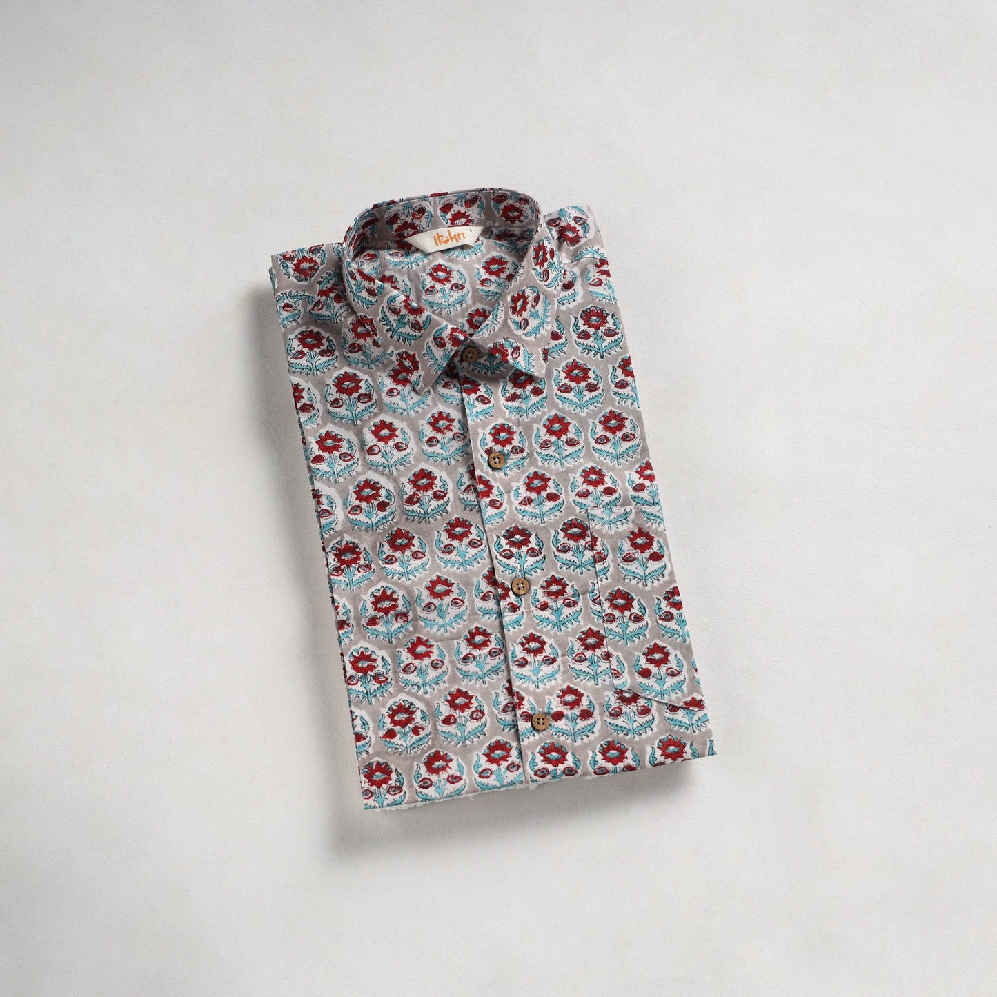 Men cotton sanganeri hand block print half sleeve shirt 10