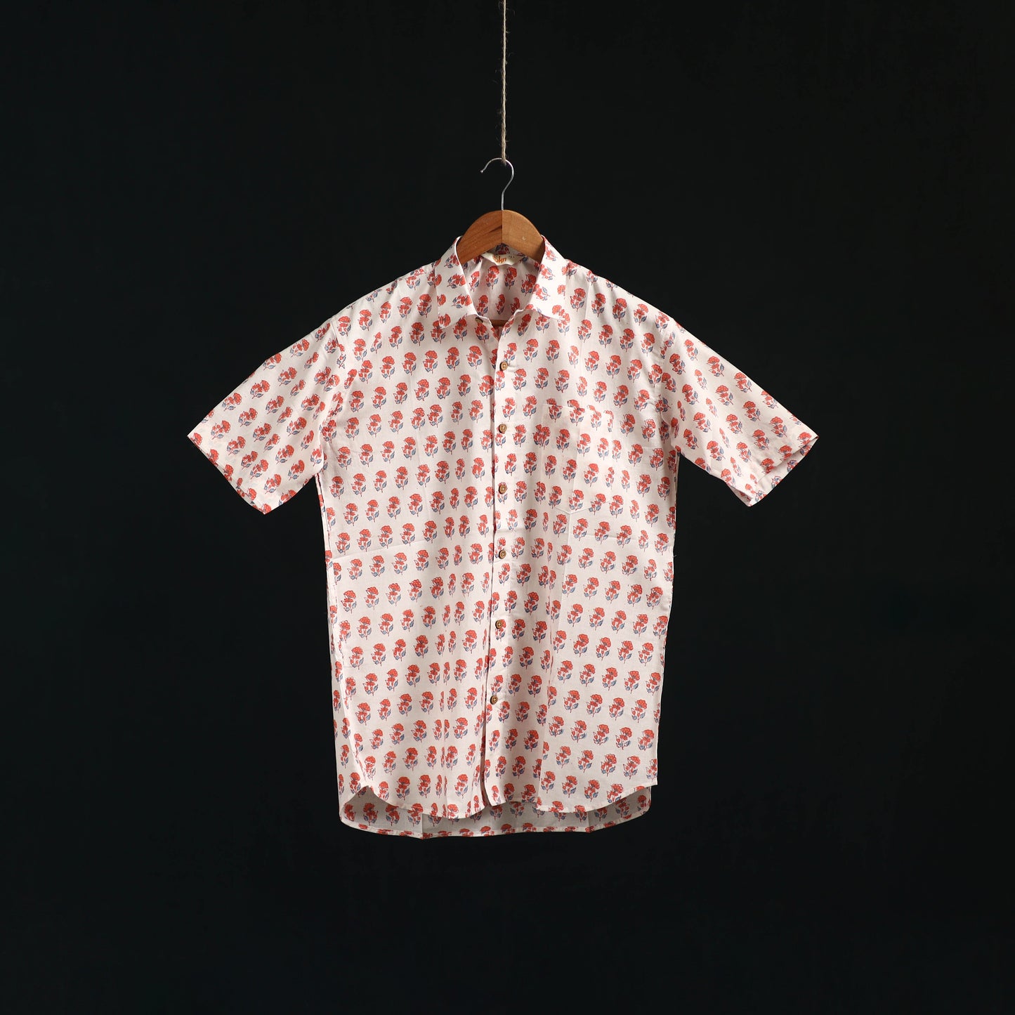 Men cotton sanganeri hand block print half sleeve shirt 11