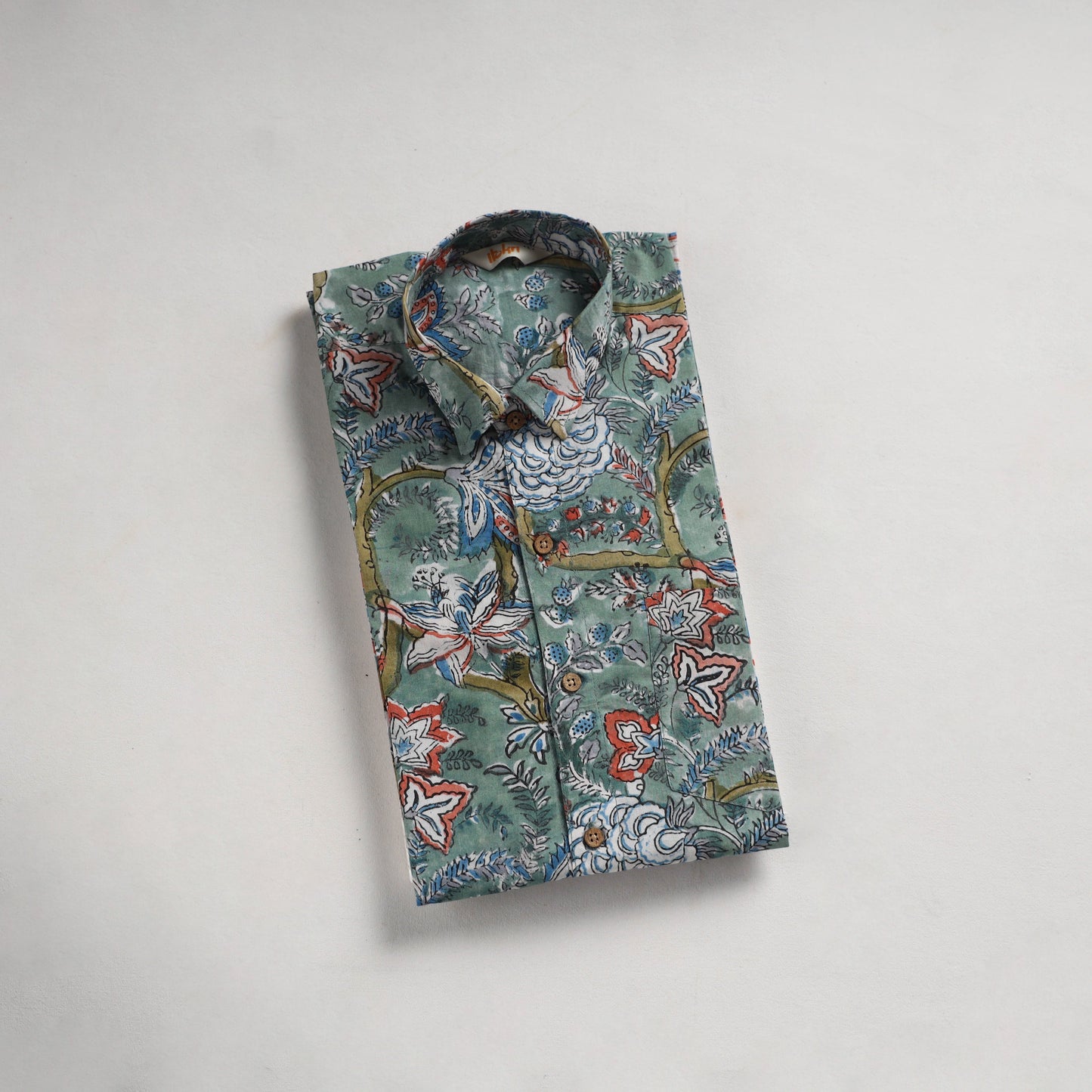 Men cotton sanganeri hand block print half sleeve shirt 14