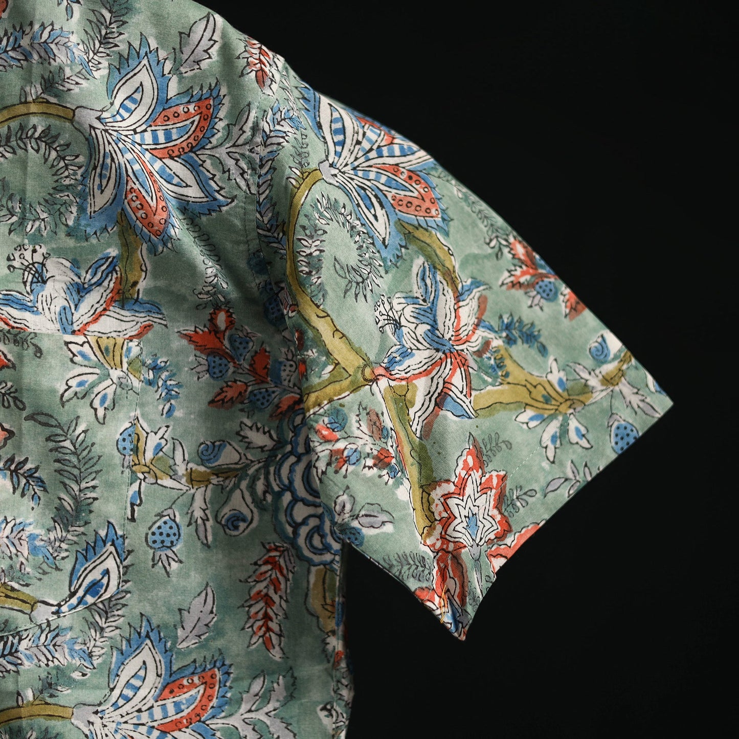Men cotton sanganeri hand block print half sleeve shirt 14