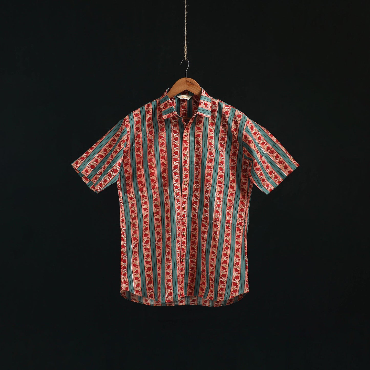 Men cotton sanganeri hand block print half sleeve shirt 15
