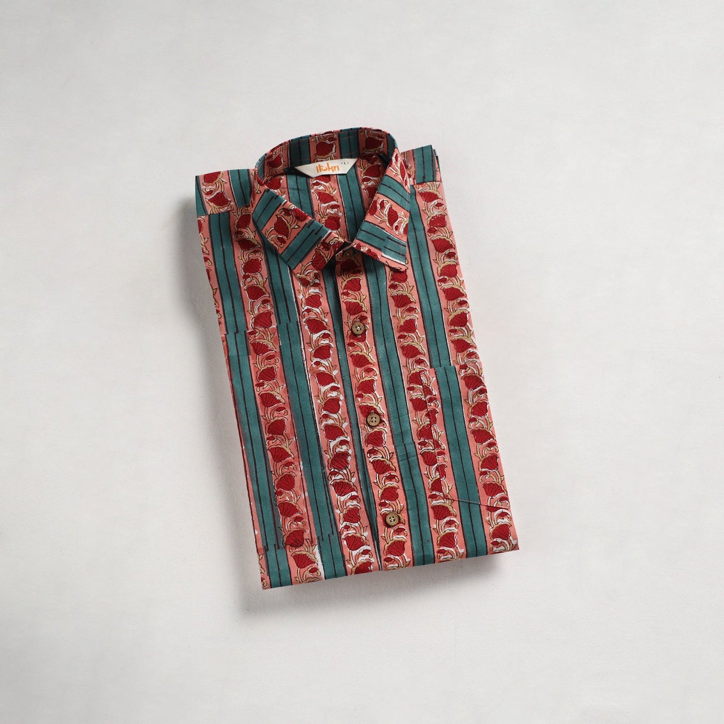 Men cotton sanganeri hand block print half sleeve shirt 15