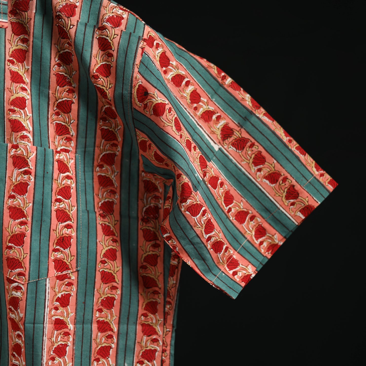 Men cotton sanganeri hand block print half sleeve shirt 15