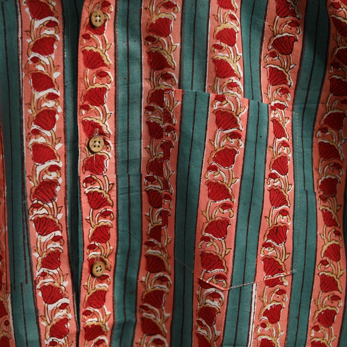 Men cotton sanganeri hand block print half sleeve shirt 15