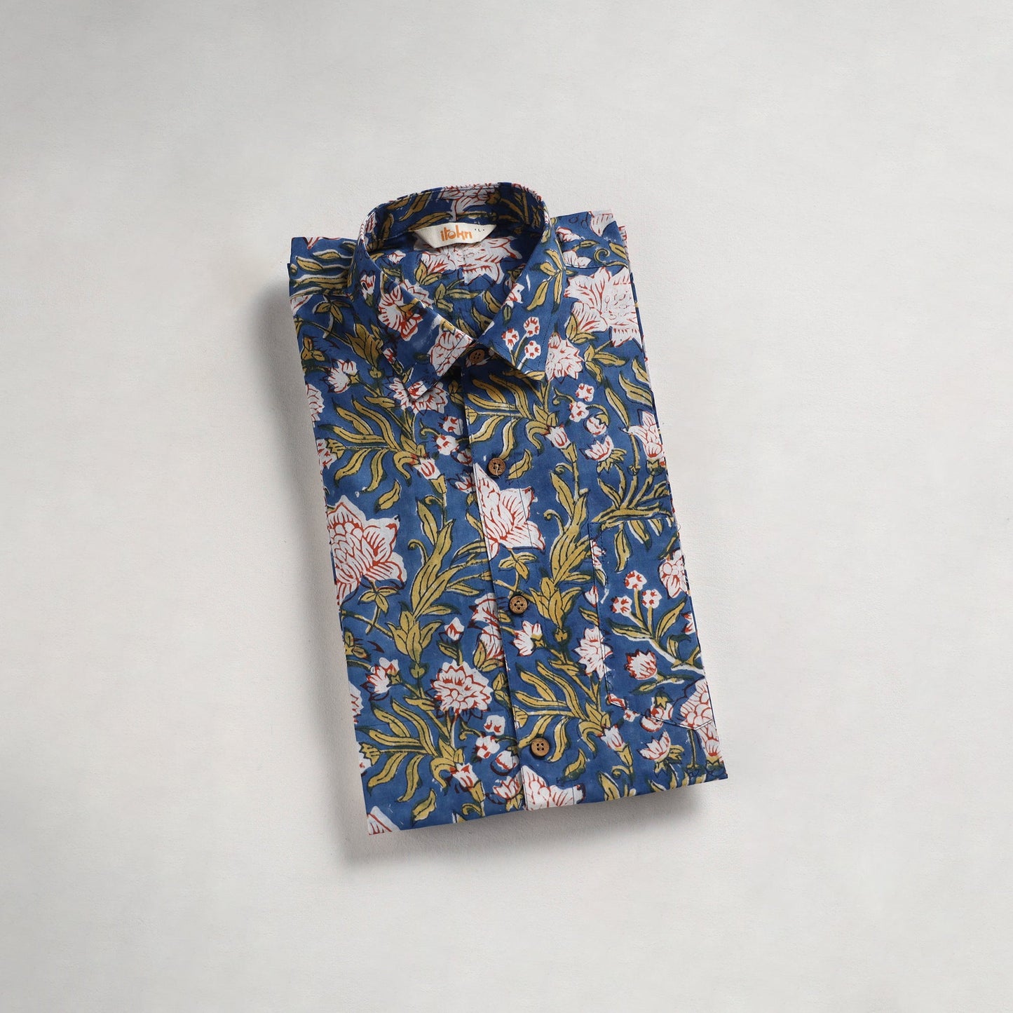 Men cotton sanganeri hand block print half sleeve shirt 16