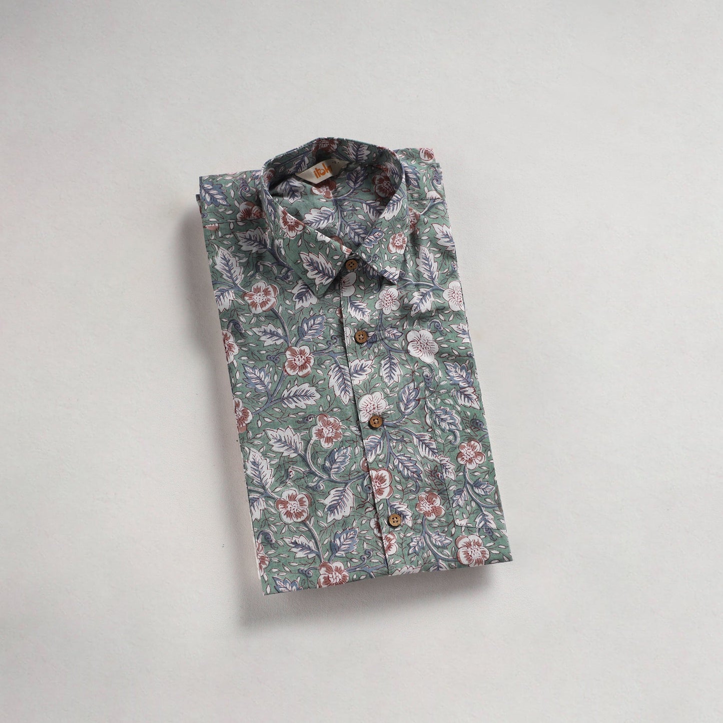 Men cotton sanganeri hand block print half sleeve shirt 17