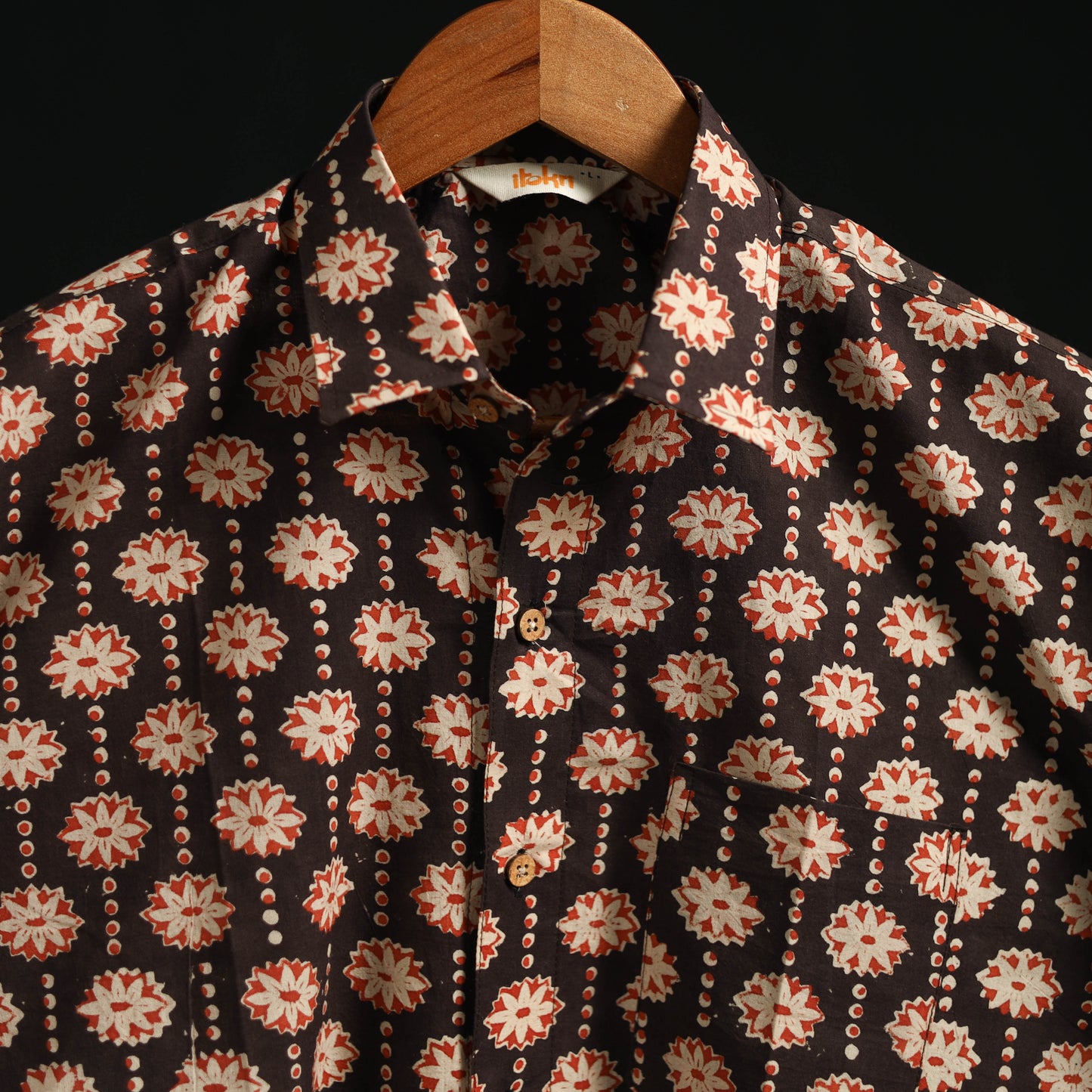 Men cotton sanganeri hand block print half sleeve shirt 18