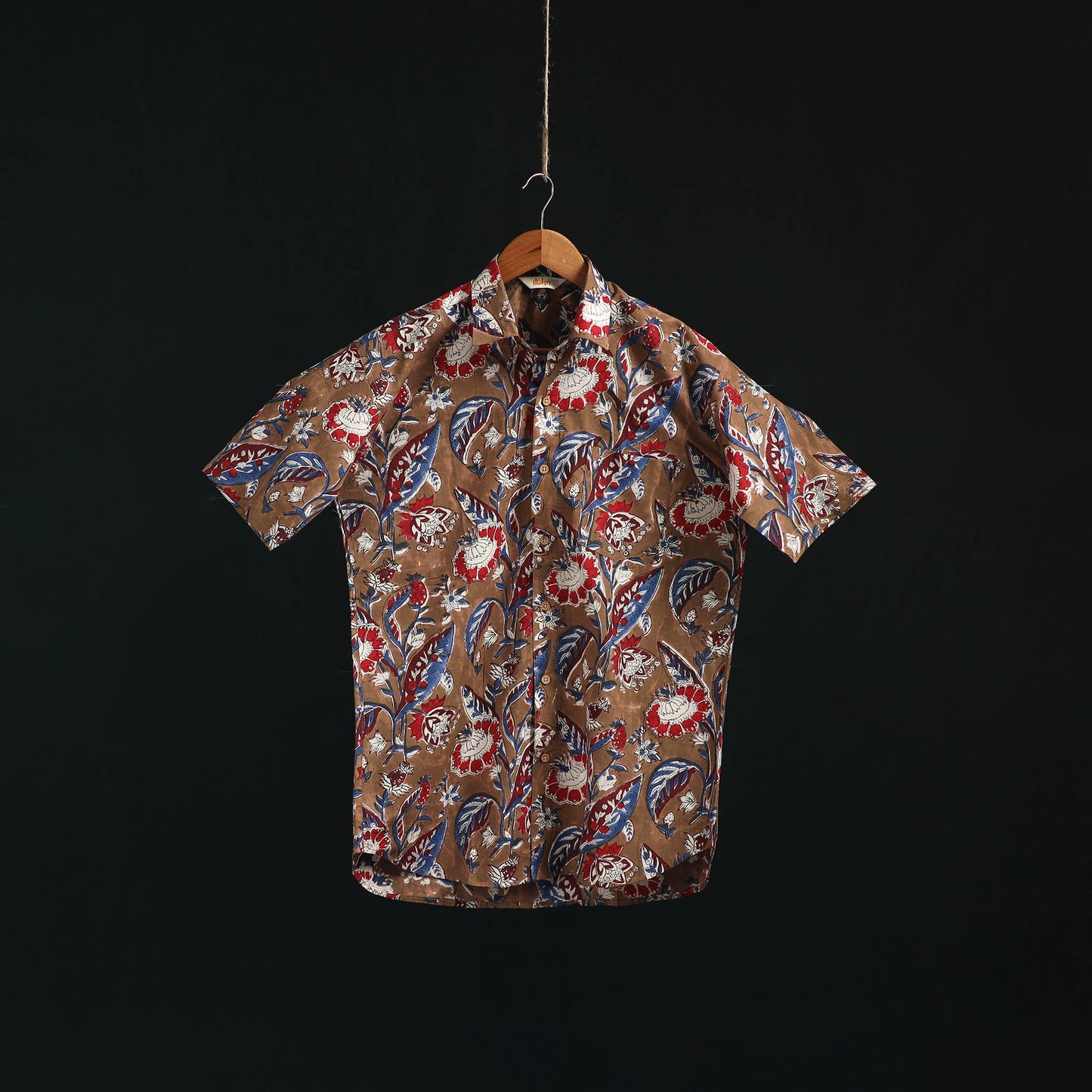 Men cotton sanganeri hand block print half sleeve shirt 19