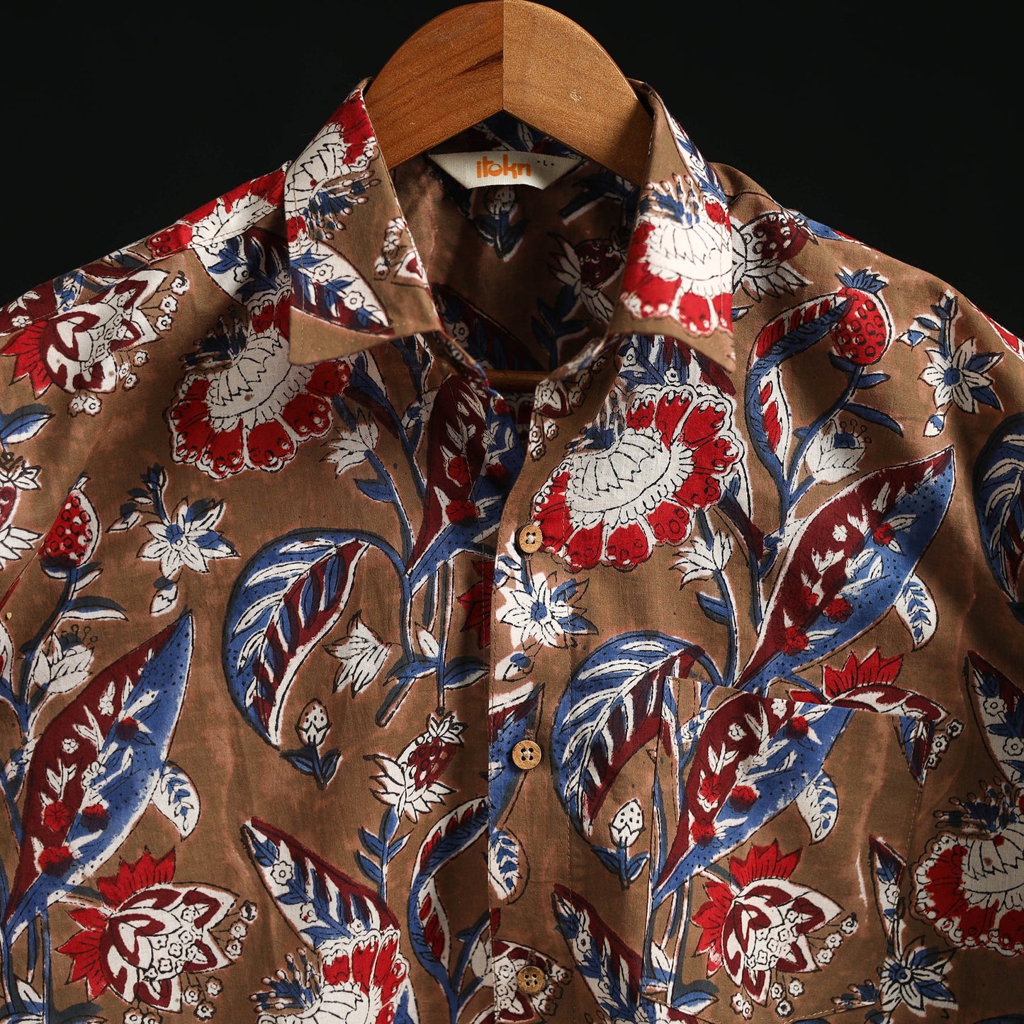 Men cotton sanganeri hand block print half sleeve shirt 19