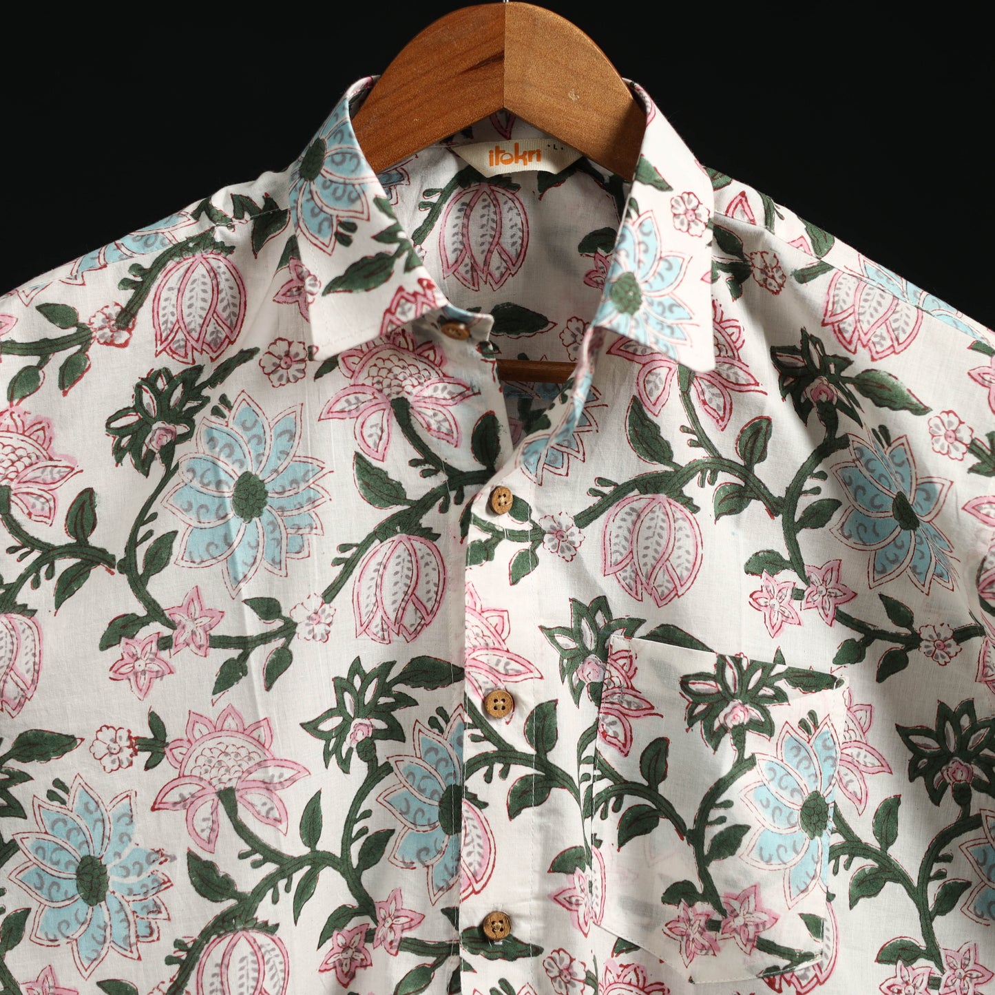 Men cotton sanganeri hand block print half sleeve shirt 20