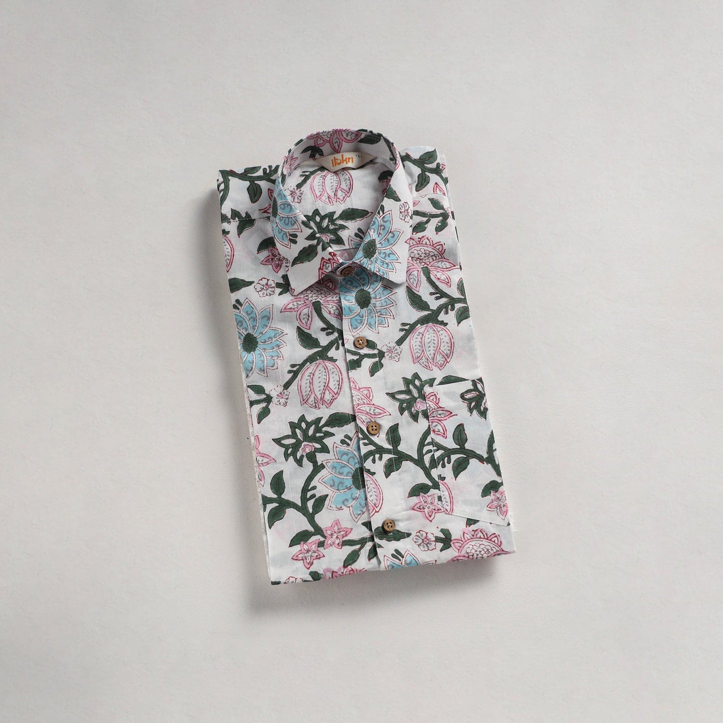 Men cotton sanganeri hand block print half sleeve shirt 20
