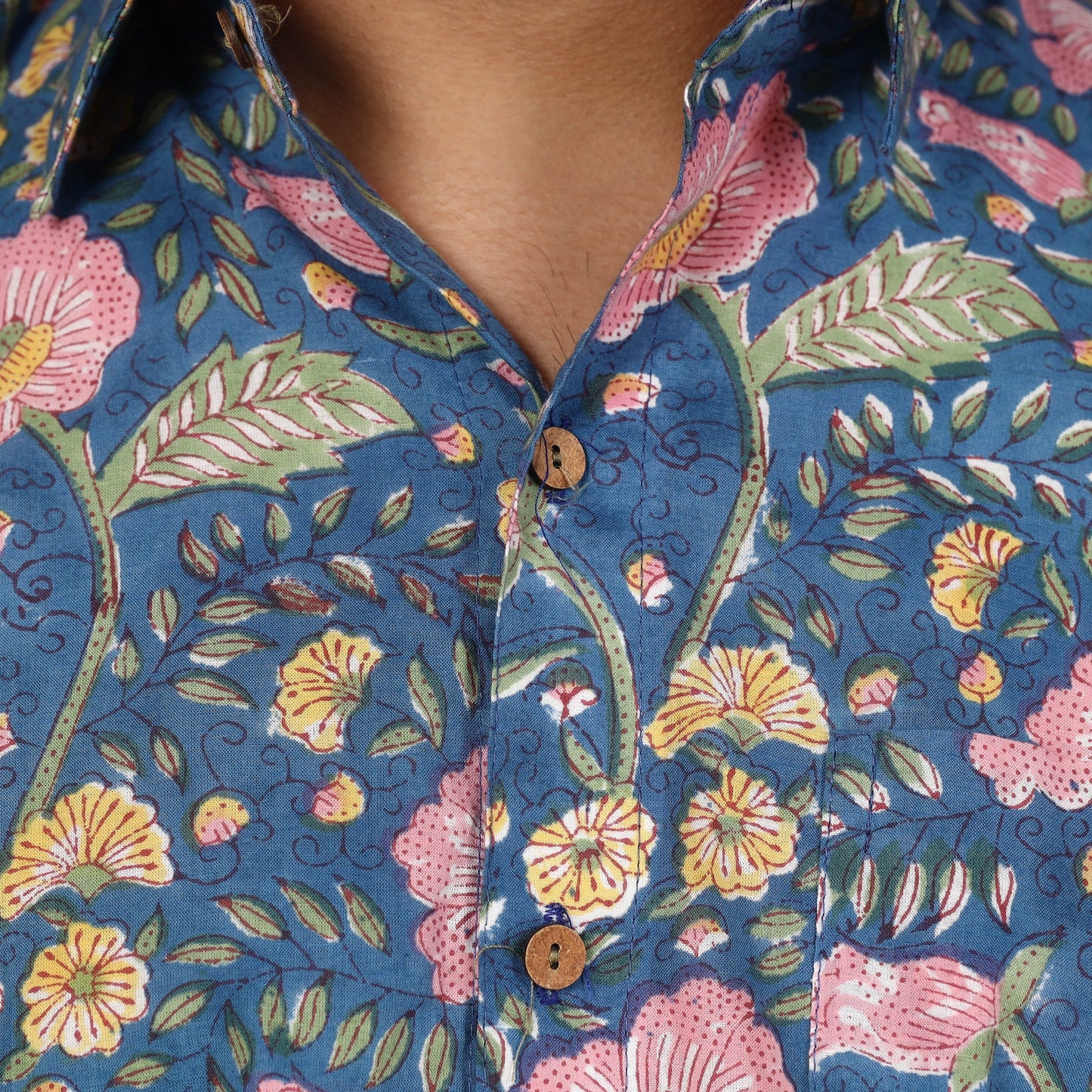 Men Sanganeri Block Printed Cotton Half Sleeve Shirt Online at iTokri.com