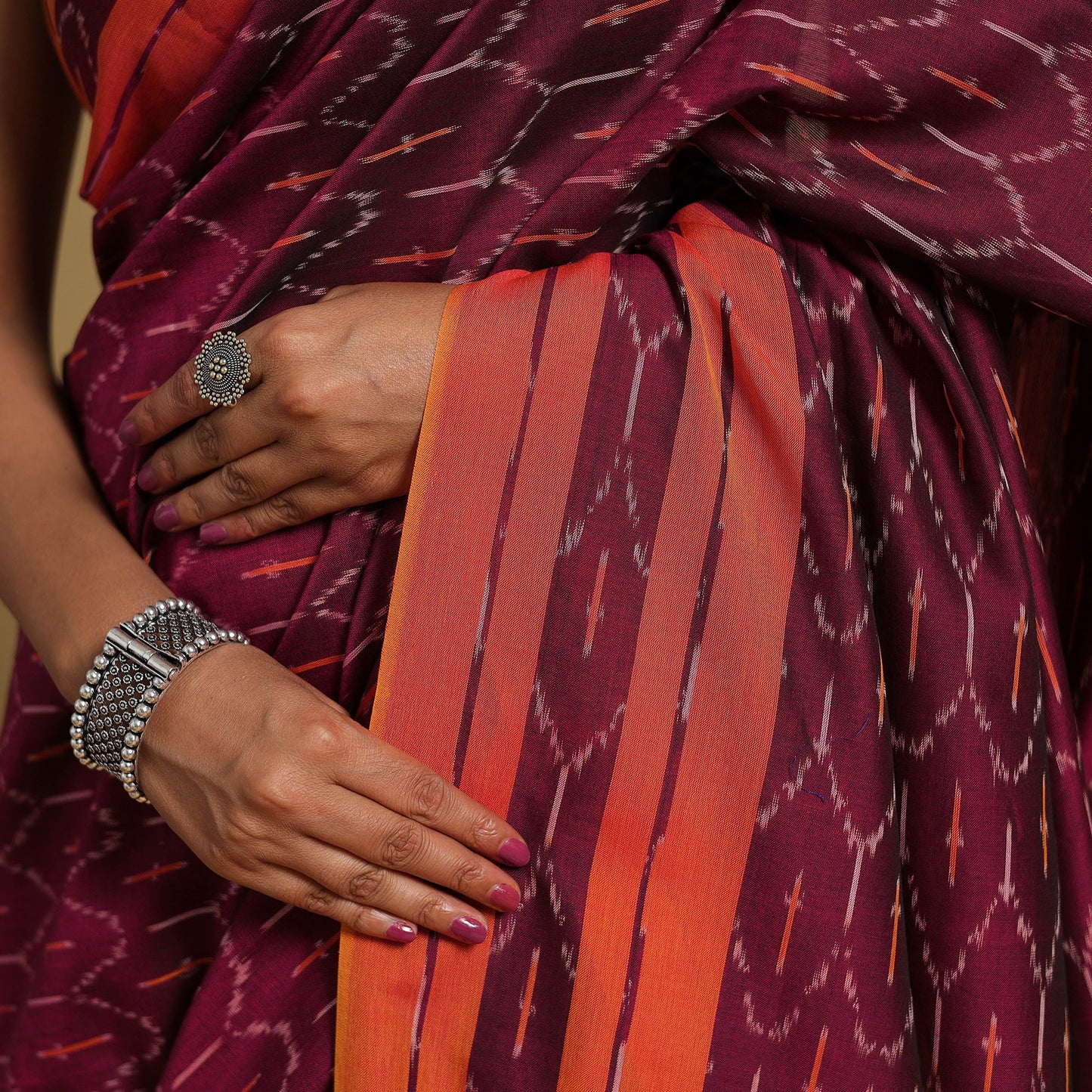 Mercerised Cotton Handloom Pochampally Ikat Saree