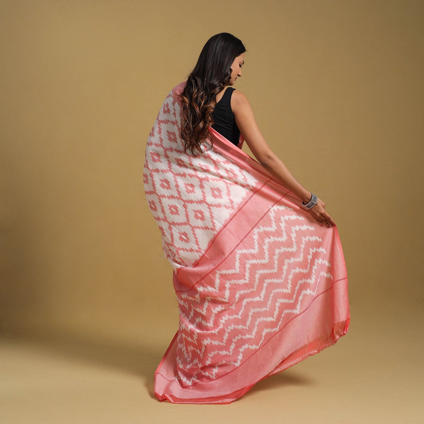 Mercerised Cotton Handloom Pochampally Ikat Saree