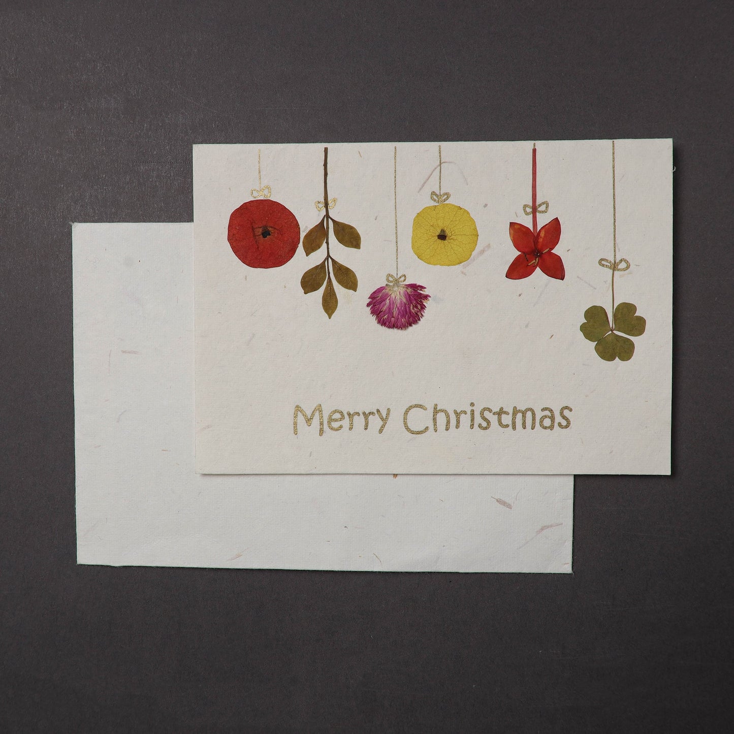 Merry Christmas - Flower Art Handmade Paper Greeting Card