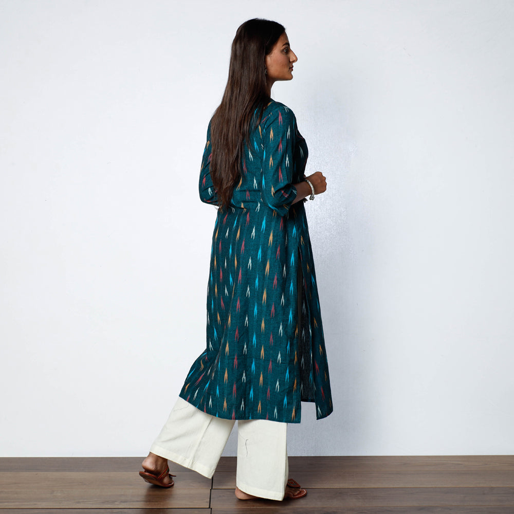 Pochampally Ikat Weave Cotton Long Kurta Online at iTokri.com