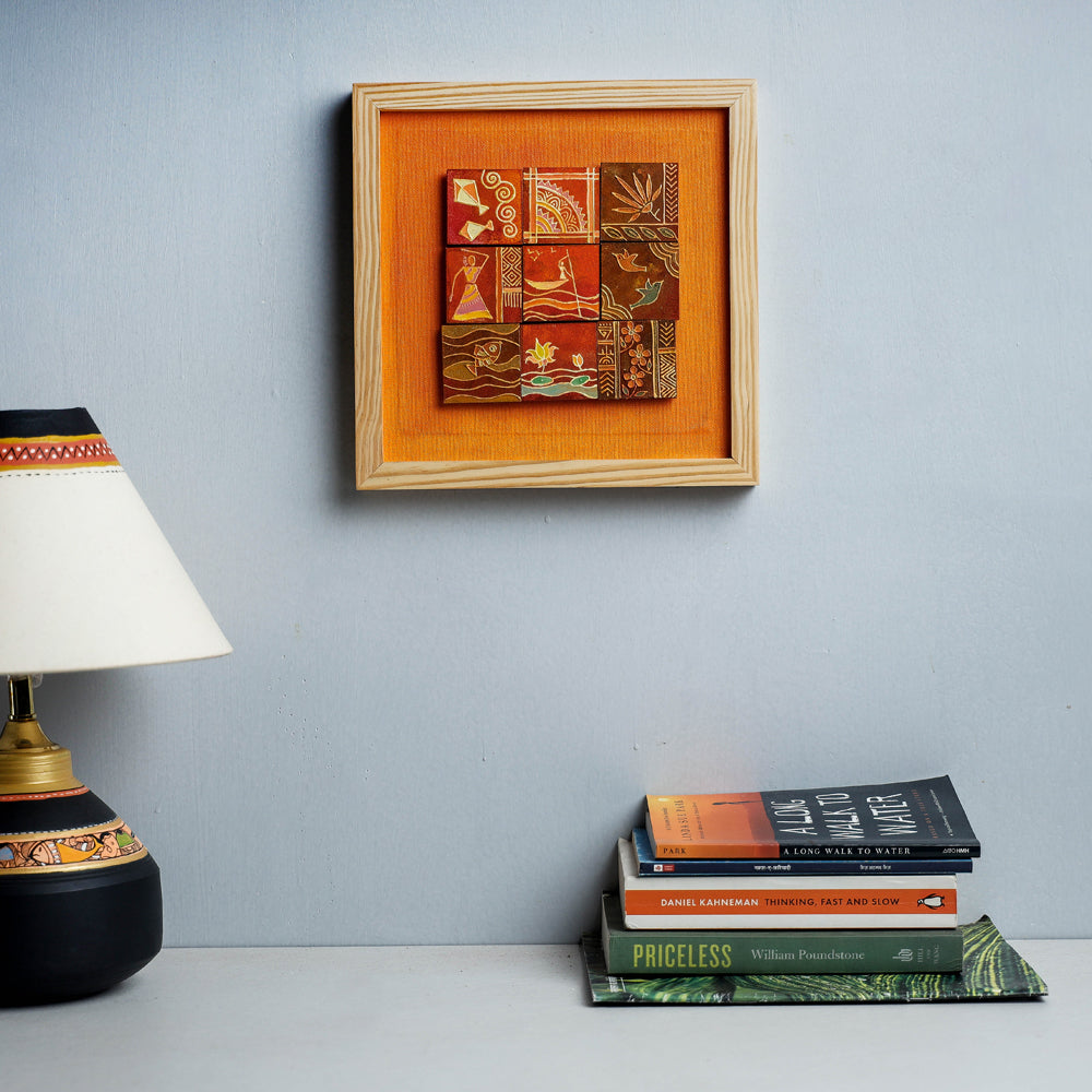 Miniature Handpainted Pine Wood Magnetic 9 Blocks Painting