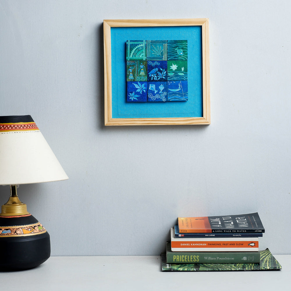 Miniature Handpainted Pine Wood Magnetic 9 Blocks Painting